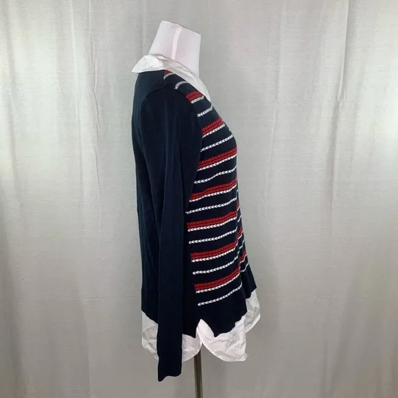 Tommy Hilfiger faux layered navy & red sweater NWT - Picture 7 of 11